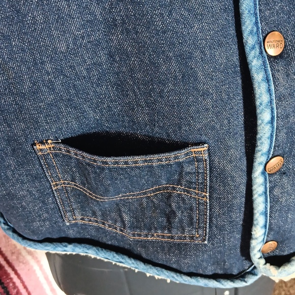 Vintage Montgomery Ward Sherpa Lined Denim Vest. - Picture 2 of 9